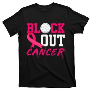 Volleyball Breast Cancer Awareness Block Out Cancer T-Shirt