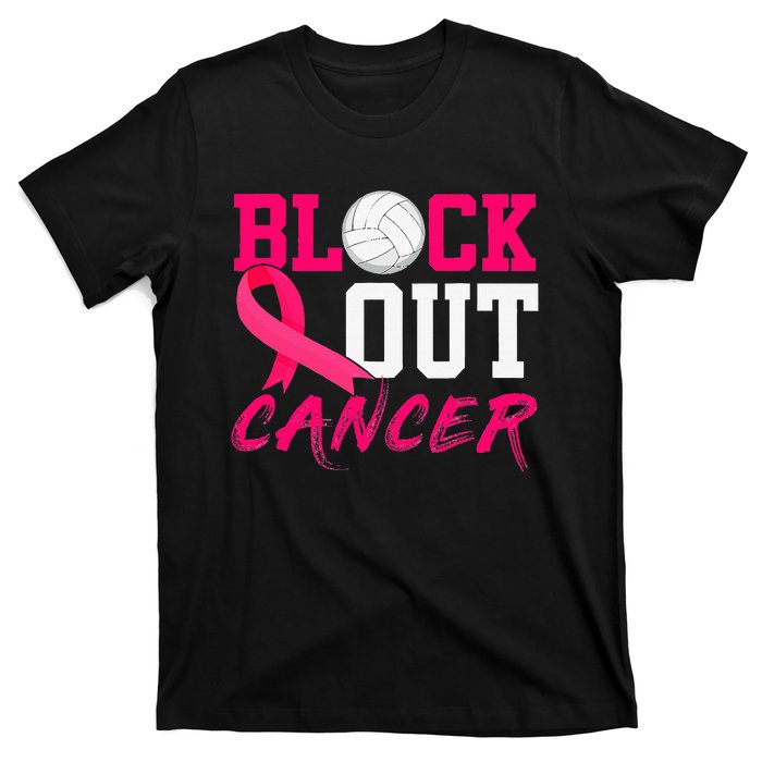 Volleyball Breast Cancer Awareness Block Out Cancer T-Shirt