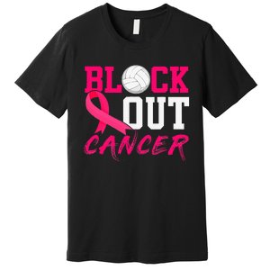 Volleyball Breast Cancer Awareness Block Out Cancer Premium T-Shirt