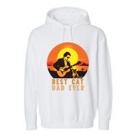 Vintage Best Cat Dad Ever Funny Cat Dad Garment-Dyed Fleece Hoodie