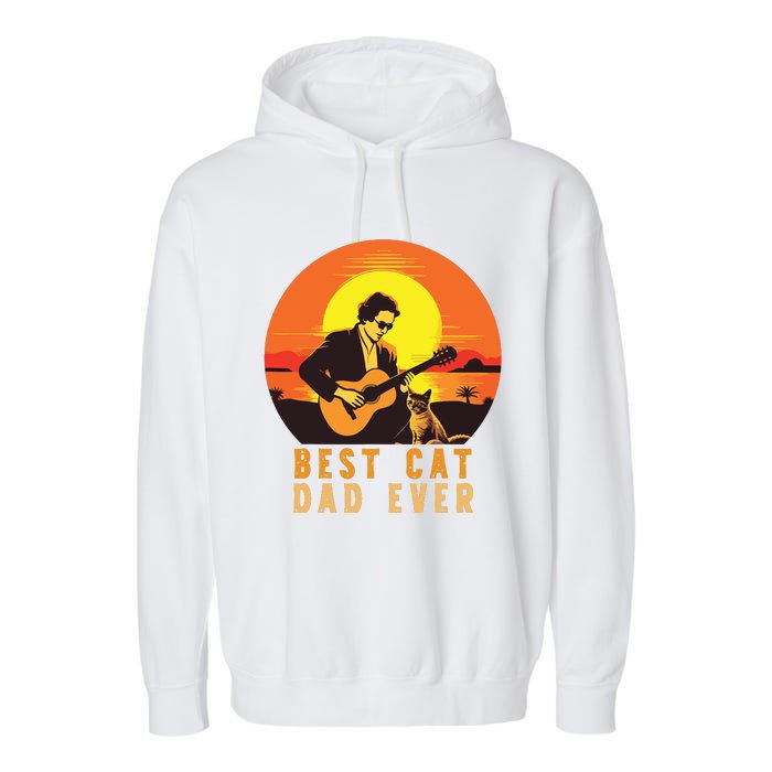 Vintage Best Cat Dad Ever Funny Cat Dad Garment-Dyed Fleece Hoodie