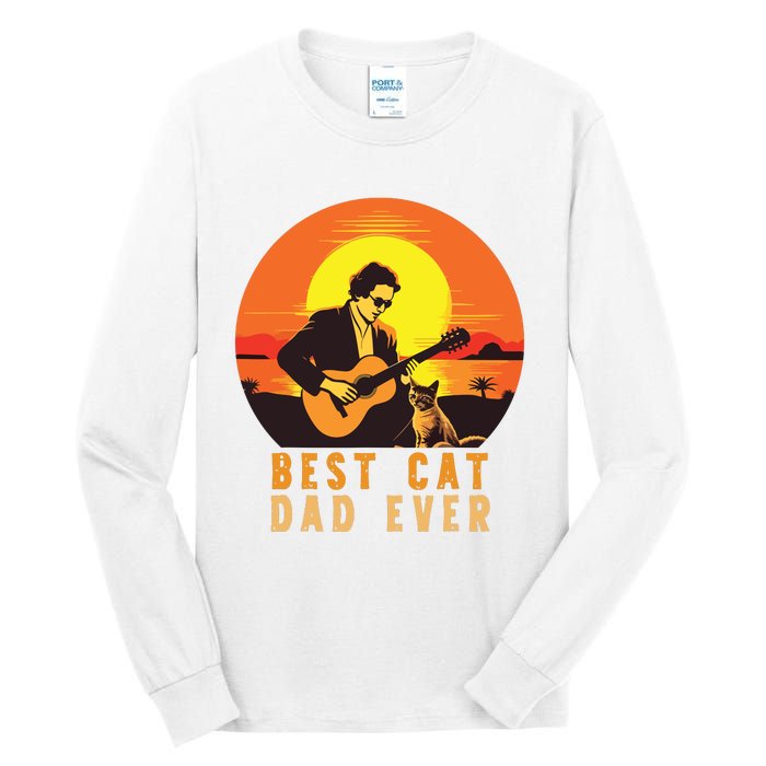 Vintage Best Cat Dad Ever Funny Cat Dad Tall Long Sleeve T-Shirt