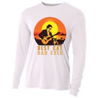 Vintage Best Cat Dad Ever Funny Cat Dad Cooling Performance Long Sleeve Crew