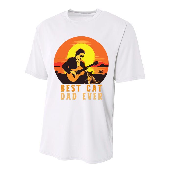 Vintage Best Cat Dad Ever Funny Cat Dad Performance Sprint T-Shirt