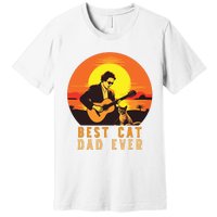 Vintage Best Cat Dad Ever Funny Cat Dad Premium T-Shirt