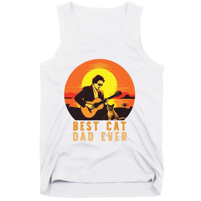 Vintage Best Cat Dad Ever Funny Cat Dad Tank Top