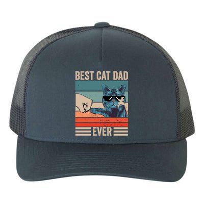 Vintage Best Cat Dad Ever Bump Fist Fathers Day Cat Daddy Great Gift Yupoong Adult 5-Panel Trucker Hat