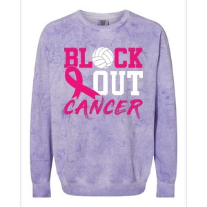 Volleyball Breast Cancer Awareness Block Out Cancer Colorblast Crewneck Sweatshirt