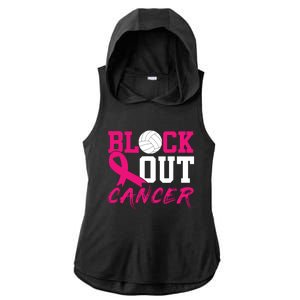 Volleyball Breast Cancer Awareness Block Out Cancer Ladies PosiCharge Tri-Blend Wicking Draft Hoodie Tank