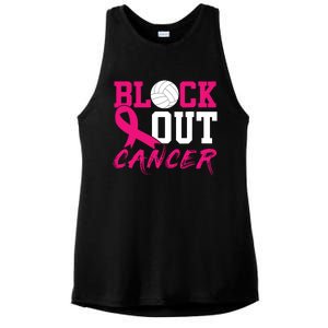 Volleyball Breast Cancer Awareness Block Out Cancer Ladies PosiCharge Tri-Blend Wicking Tank