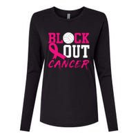 Volleyball Breast Cancer Awareness Block Out Cancer Womens Cotton Relaxed Long Sleeve T-Shirt