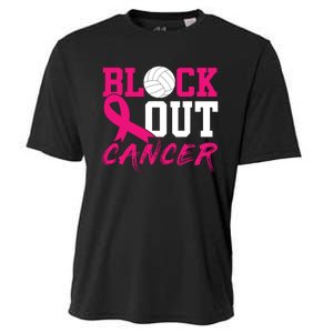 Volleyball Breast Cancer Awareness Block Out Cancer Cooling Performance Crew T-Shirt