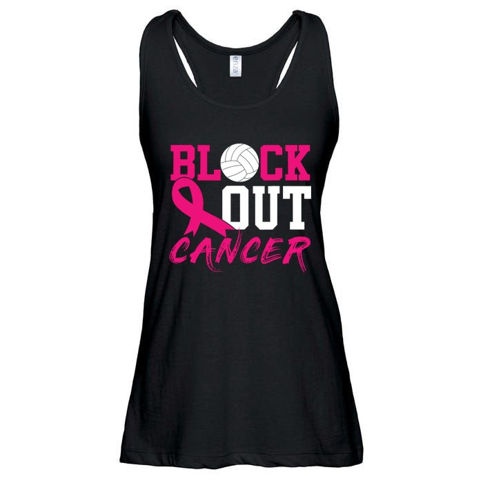 Volleyball Breast Cancer Awareness Block Out Cancer Ladies Essential Flowy Tank