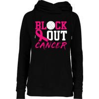 Volleyball Breast Cancer Awareness Block Out Cancer Womens Funnel Neck Pullover Hood