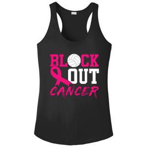 Volleyball Breast Cancer Awareness Block Out Cancer Ladies PosiCharge Competitor Racerback Tank