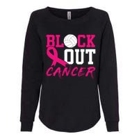 Volleyball Breast Cancer Awareness Block Out Cancer Womens California Wash Sweatshirt