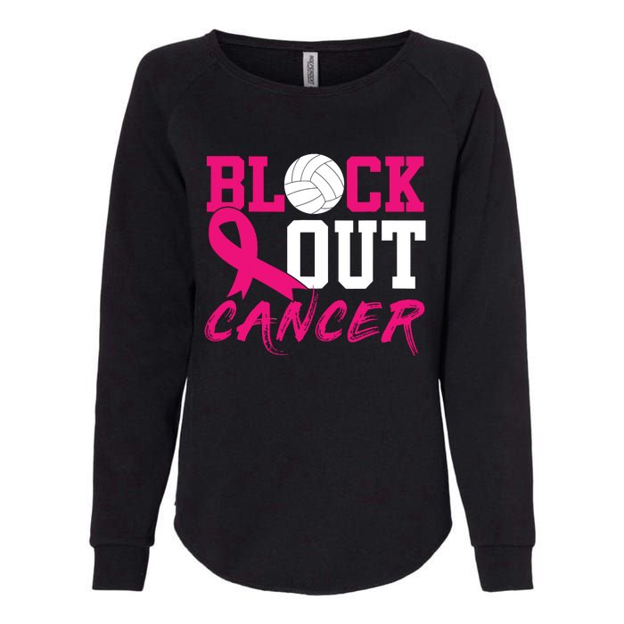 Volleyball Breast Cancer Awareness Block Out Cancer Womens California Wash Sweatshirt