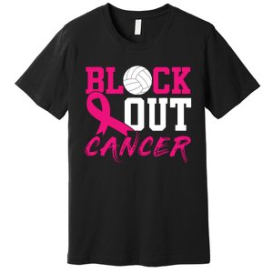 Volleyball Breast Cancer Awareness Block Out Cancer Premium T-Shirt