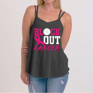 Volleyball Breast Cancer Awareness Block Out Cancer Women's Strappy Tank