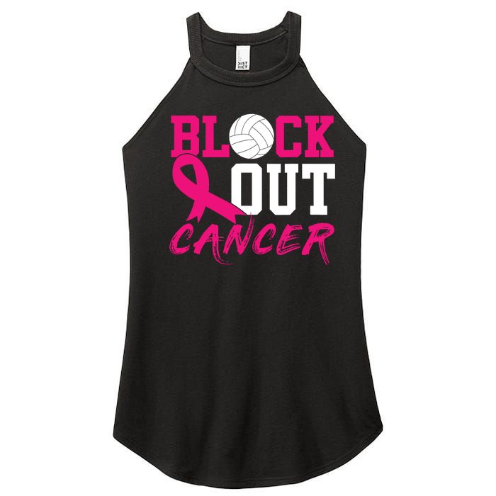 Volleyball Breast Cancer Awareness Block Out Cancer Women's Perfect Tri Rocker Tank