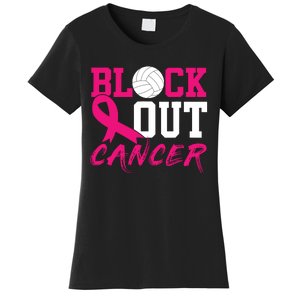 Volleyball Breast Cancer Awareness Block Out Cancer Women's T-Shirt