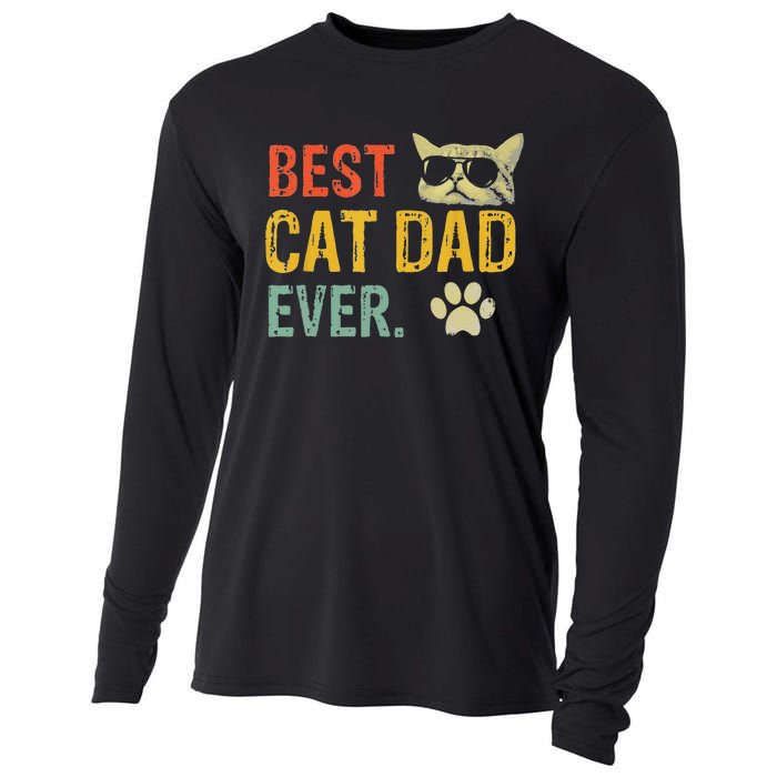 Vintage Best Cat Dad Ever Cat Daddy Gift Cooling Performance Long Sleeve Crew