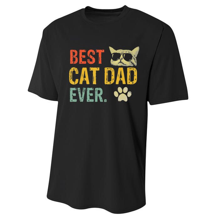 Vintage Best Cat Dad Ever Cat Daddy Gift Performance Sprint T-Shirt