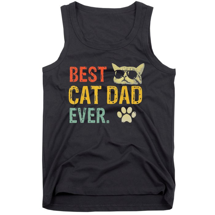 Vintage Best Cat Dad Ever Cat Daddy Gift Tank Top