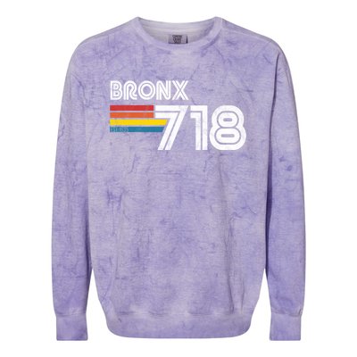 Vintage Bronx Cool Gift Proud 718 New York City State Gift Great Gift Colorblast Crewneck Sweatshirt