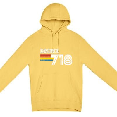 Vintage Bronx Cool Gift Proud 718 New York City State Gift Great Gift Premium Pullover Hoodie