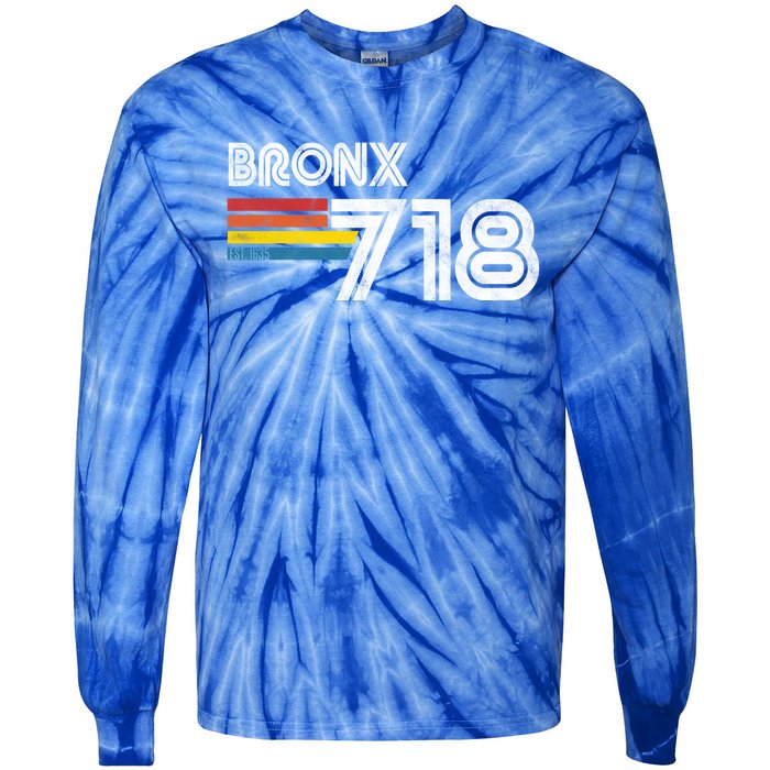 Vintage Bronx Cool Gift Proud 718 New York City State Gift Great Gift Tie-Dye Long Sleeve Shirt