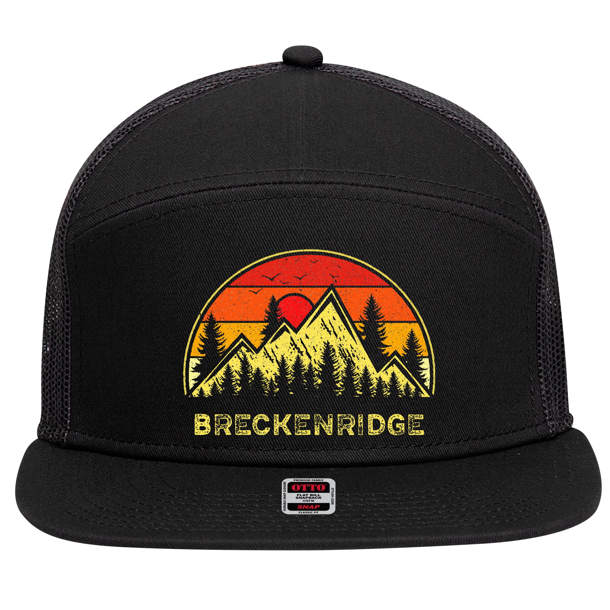 Vintage Breckenridge Colorado Co Mountains Hiking Souvenir 7 Panel Mesh Trucker Snapback Hat