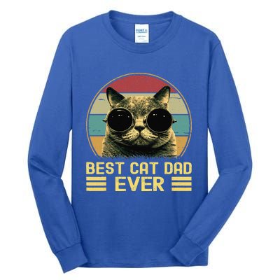 Vintage Best Cat Dad Ever Funny Cat Daddy Father Day Tall Long Sleeve T-Shirt