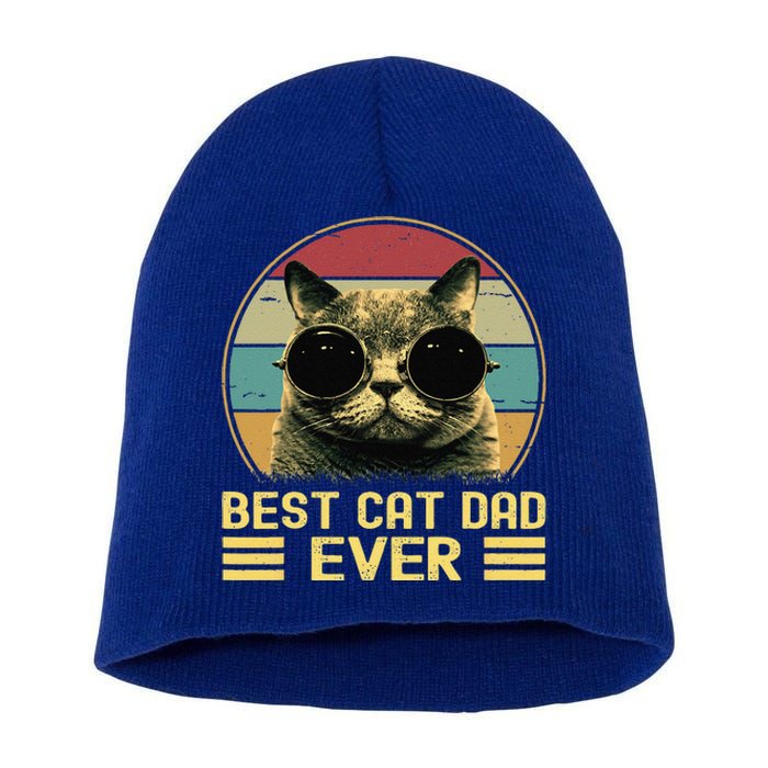 Vintage Best Cat Dad Ever Funny Cat Daddy Father Day Short Acrylic Beanie