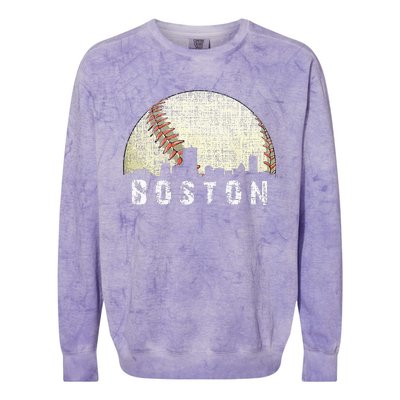 Vintage Boston Cityscape Baseball Lover Men Women Kids Colorblast Crewneck Sweatshirt