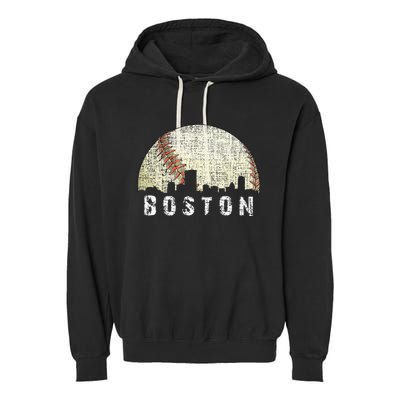 Vintage Boston Cityscape Baseball Lover Men Women Kids Garment-Dyed Fleece Hoodie