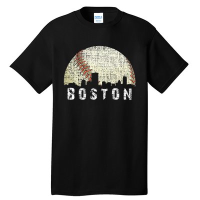 Vintage Boston Cityscape Baseball Lover Men Women Kids Tall T-Shirt