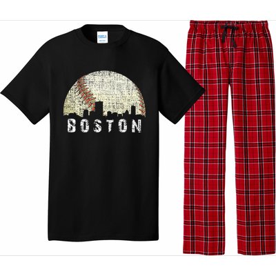 Vintage Boston Cityscape Baseball Lover Men Women Kids Pajama Set