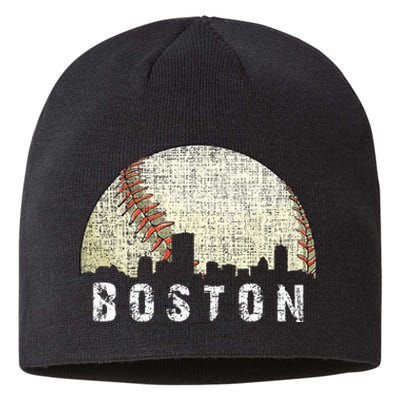 Vintage Boston Cityscape Baseball Lover Men Women Kids Sustainable Beanie