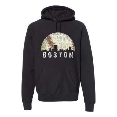 Vintage Boston Cityscape Baseball Lover Men Women Kids Premium Hoodie