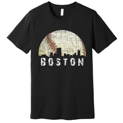 Vintage Boston Cityscape Baseball Lover Men Women Kids Premium T-Shirt