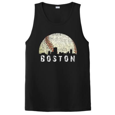 Vintage Boston Cityscape Baseball Lover Men Women Kids PosiCharge Competitor Tank