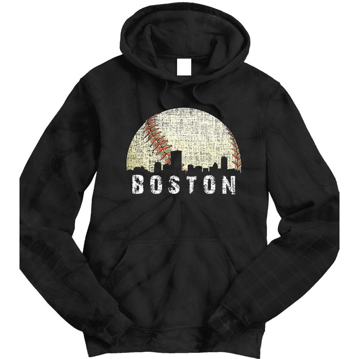 Vintage Boston Cityscape Baseball Lover Men Women Kids Tie Dye Hoodie