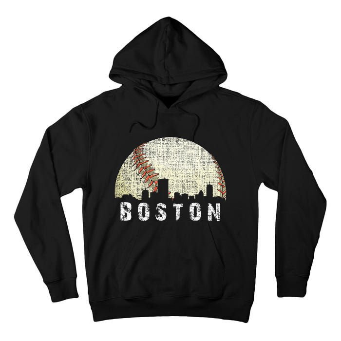 Vintage Boston Cityscape Baseball Lover Men Women Kids Tall Hoodie