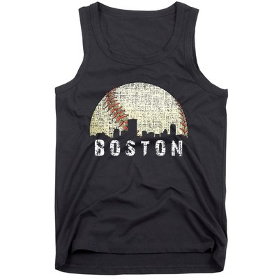 Vintage Boston Cityscape Baseball Lover Men Women Kids Tank Top