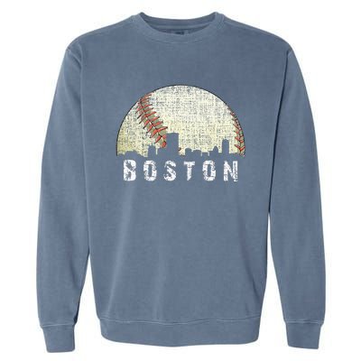 Vintage Boston Cityscape Baseball Lover Men Women Kids Garment-Dyed Sweatshirt