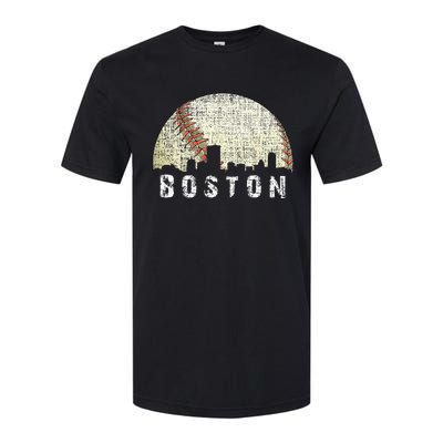 Vintage Boston Cityscape Baseball Lover Men Women Kids Softstyle CVC T-Shirt