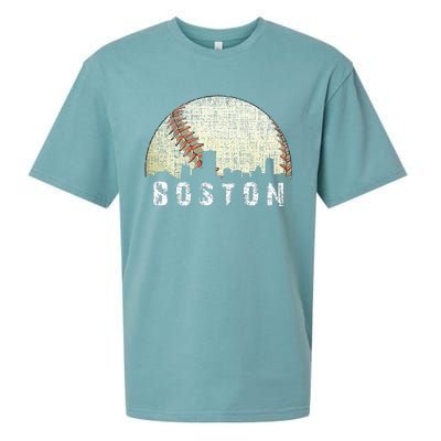 Vintage Boston Cityscape Baseball Lover Men Women Kids Sueded Cloud Jersey T-Shirt