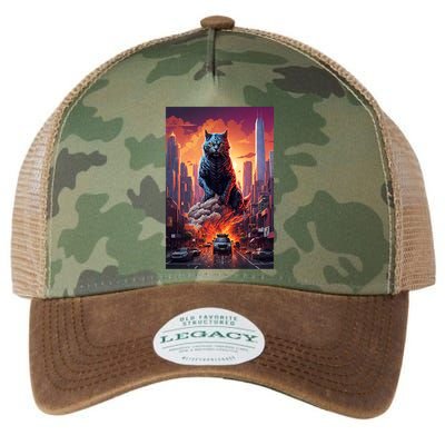 Vintage Black Catzilla Japanese Sunset Cat Art Cat Lover Gift Legacy Tie Dye Trucker Hat