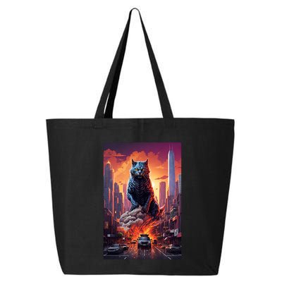 Vintage Black Catzilla Japanese Sunset Cat Art Cat Lover Gift 25L Jumbo Tote